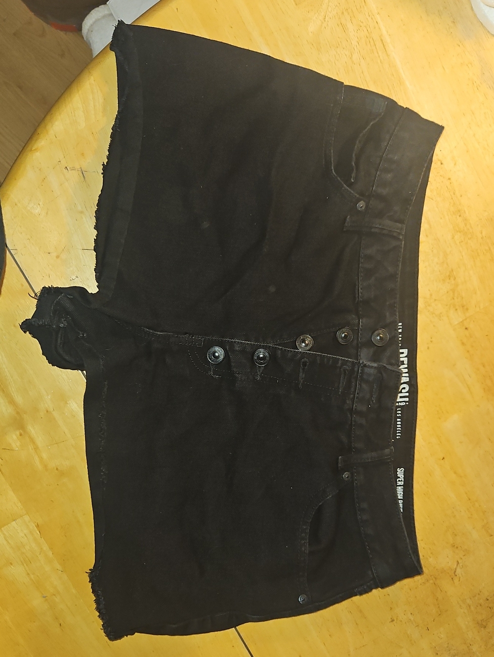 Black Button-Front Denim Shorts